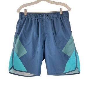 FAIR HARBOR Resort Wear Vacation Mens Blue Swim Trunks Inseam 8" Size Large‎